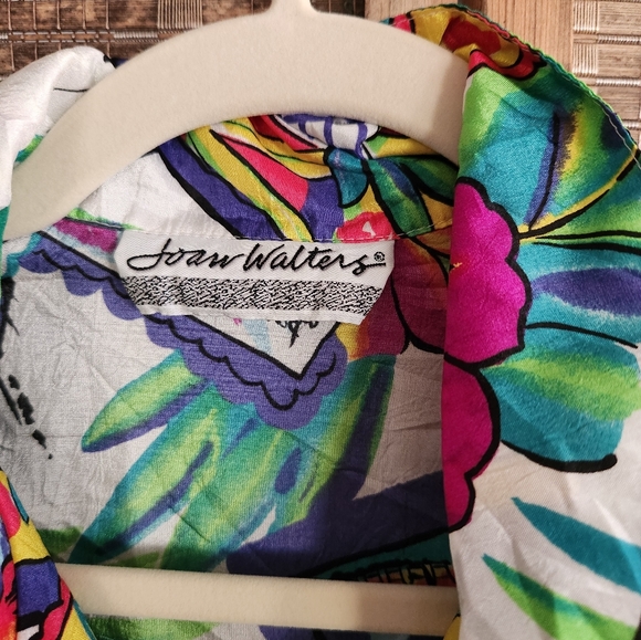 Joan Walters Tropical Print Camp Shirt, M - Picture 3 of 4